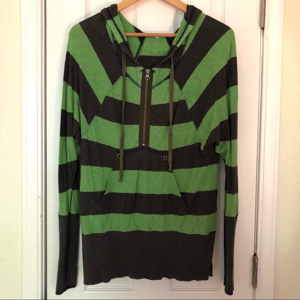 Green striped Free People hoodie